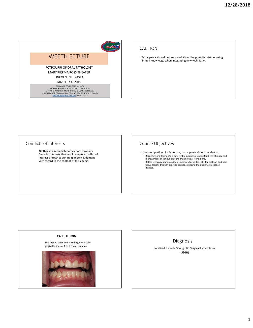 PDF Weeth Lecture POTPOURI of ORAL Pathology