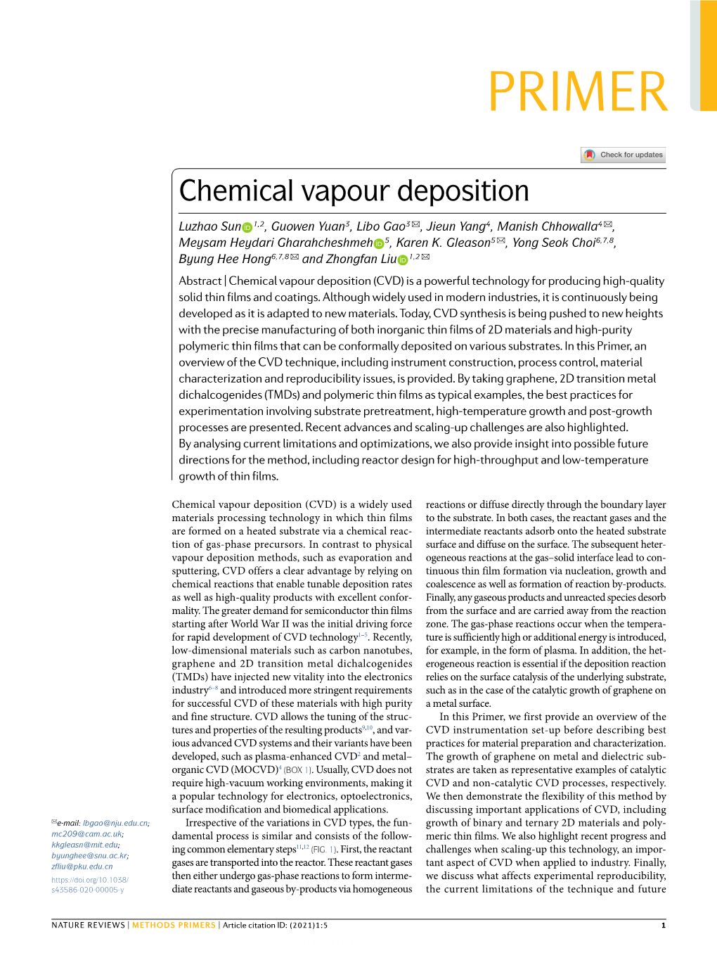 Chemical Vapour Deposition