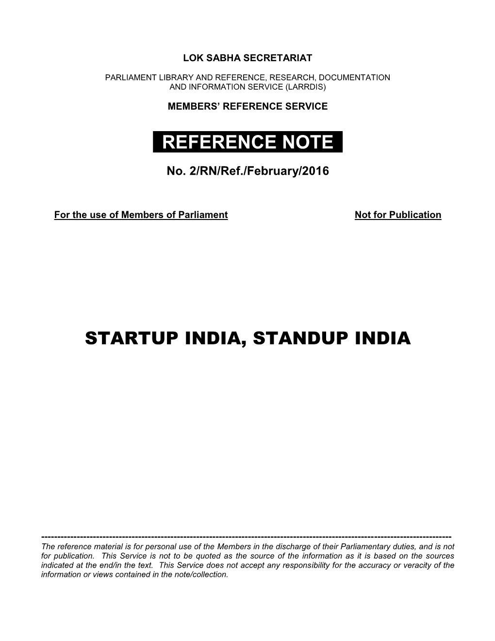 Startup India, Standup India
