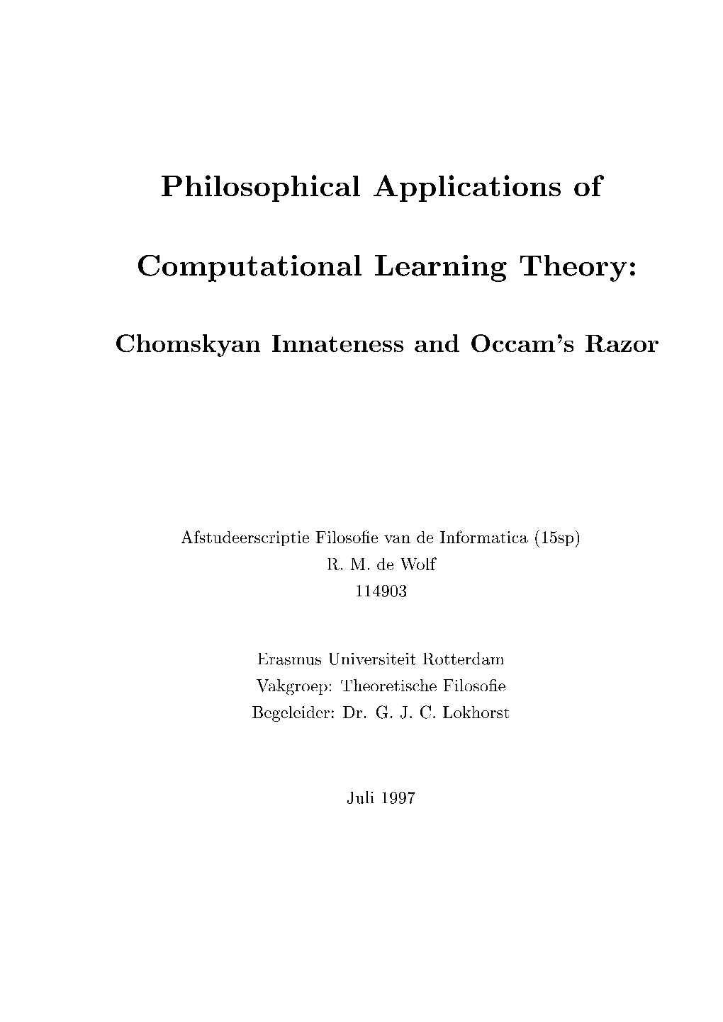 Philosophical Applications of Computational Learning Theory