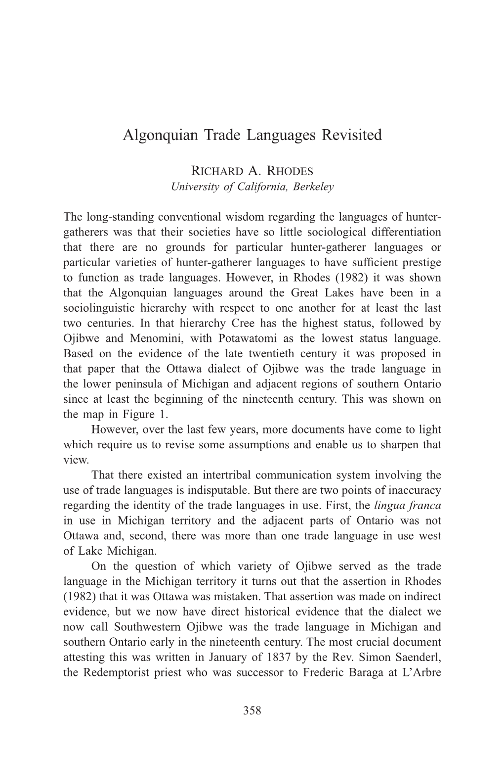 Algonquian Trade Languages Revisited