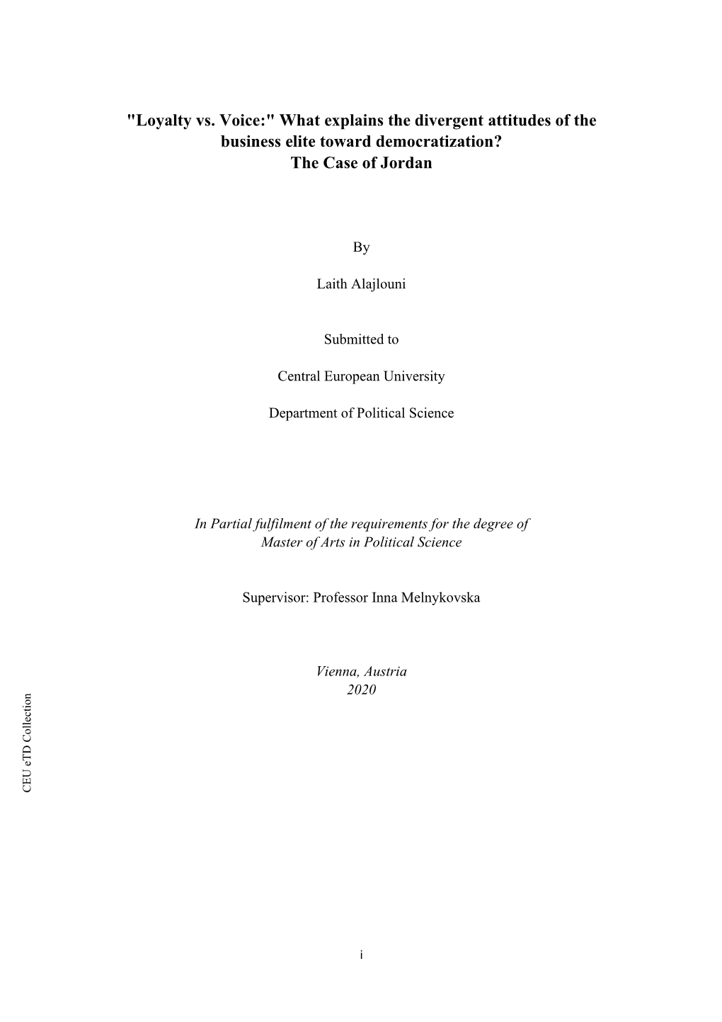 What Explains the Divergent Attitudes of the Business Elite Toward Democratization? the Case of Jordan