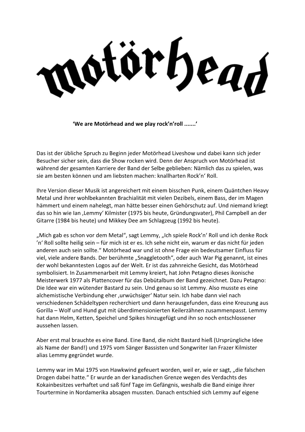 We Are Motörhead and We Play Rock’N’Roll