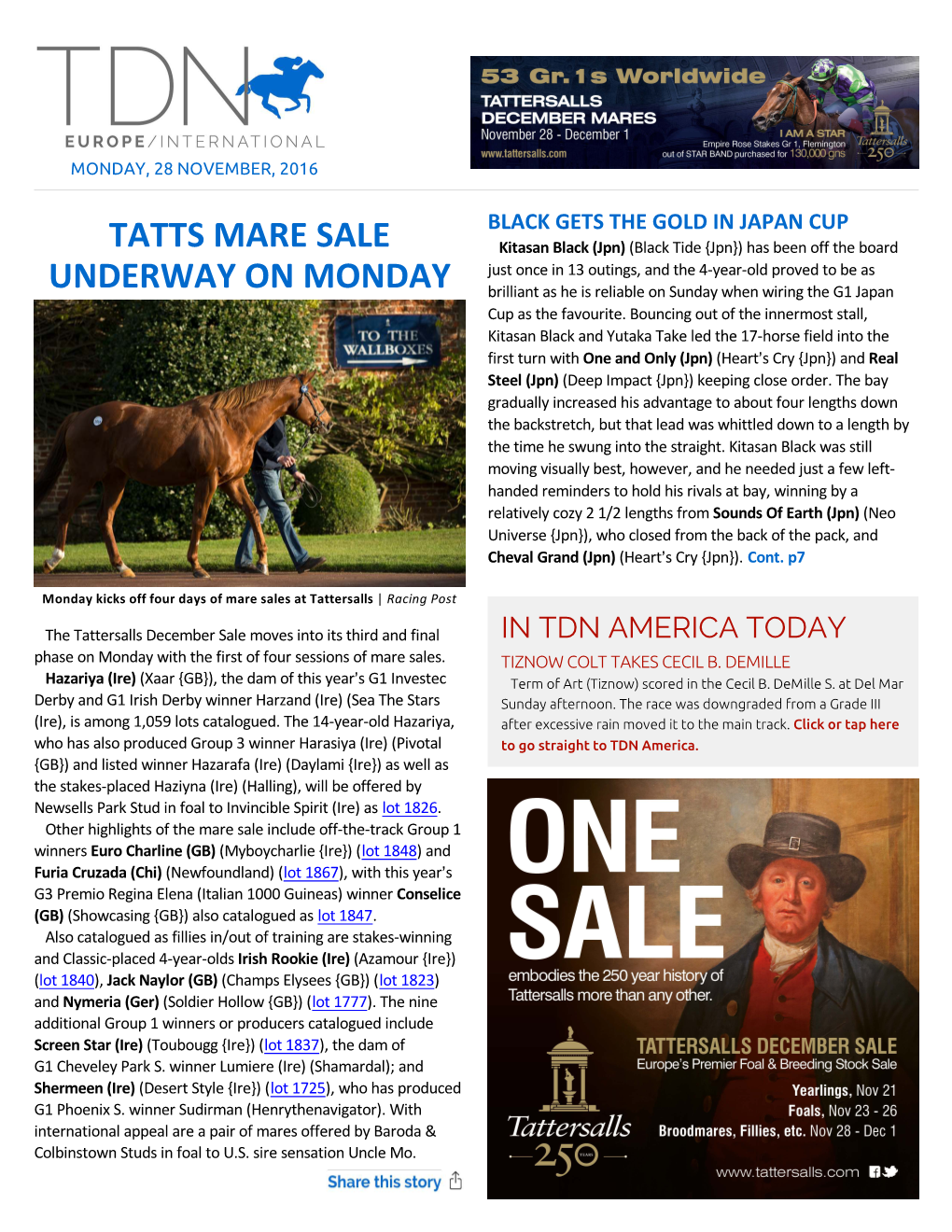 Tatts Mare Sale Underway on Monday