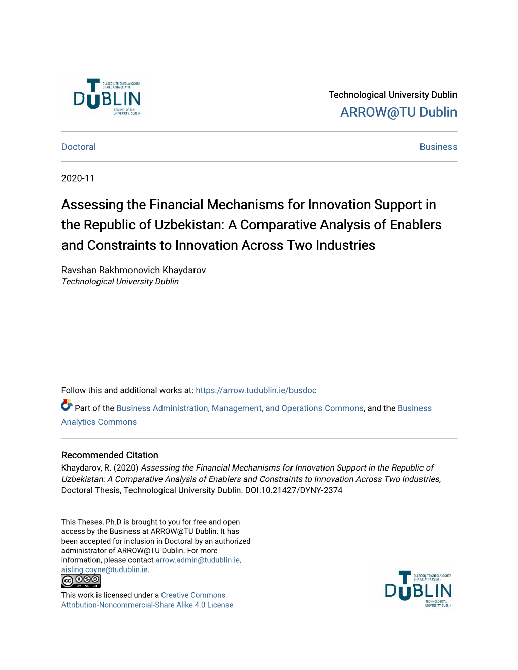 Assessing the Financial Mechanisms for Innovation