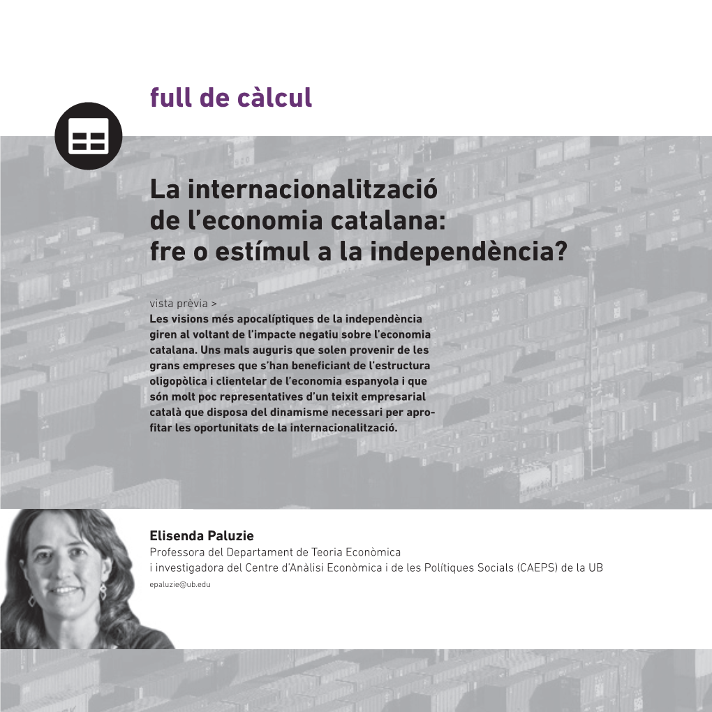 La Internacionalització De L'economia Catalana