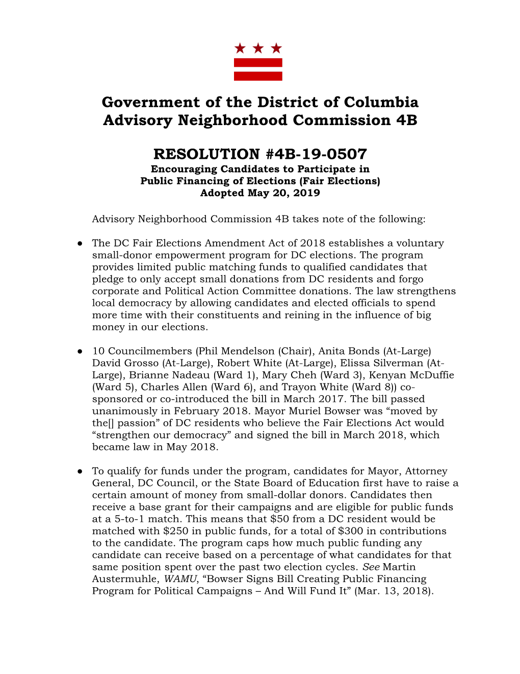 Government of the District of Columbia Advisory Neighborhood Commission 4B