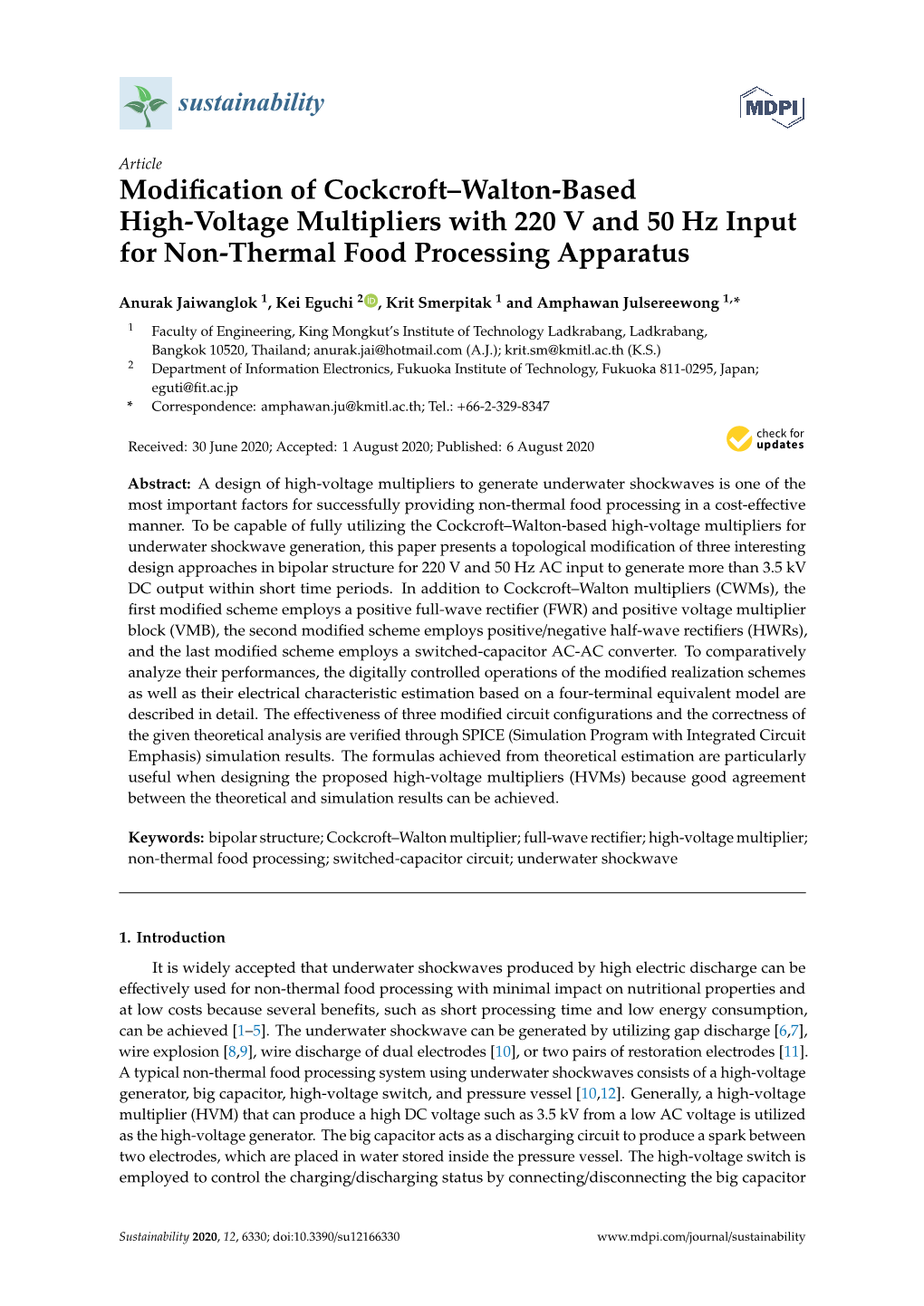 Modification of Cockcroft–Walton-Based High-Voltage