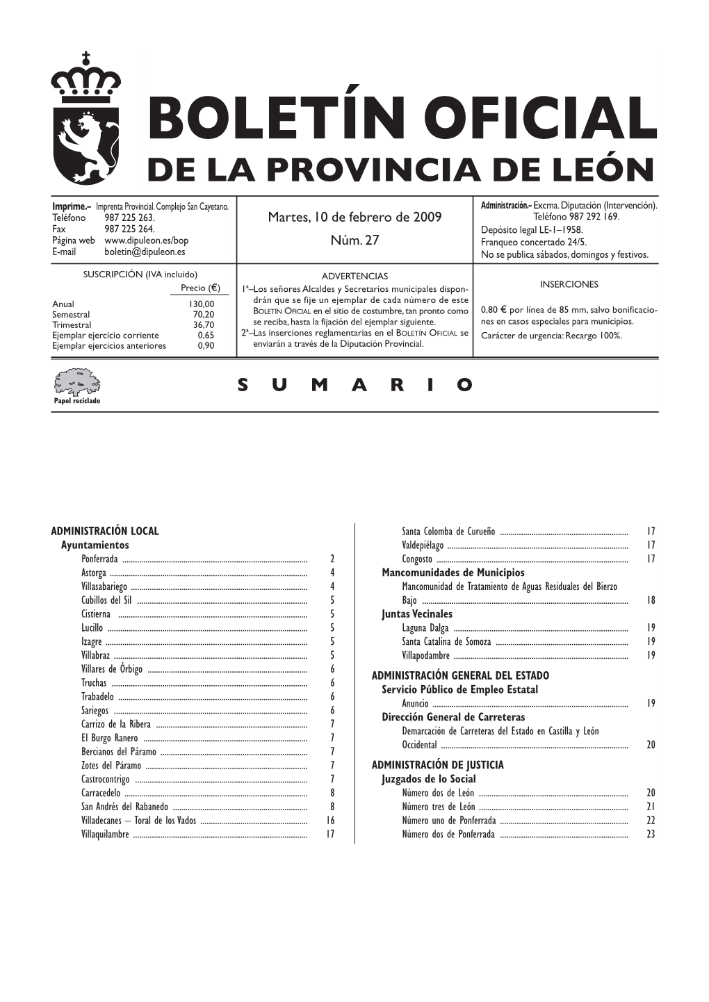 Boletín Oficial De La Provincia De León