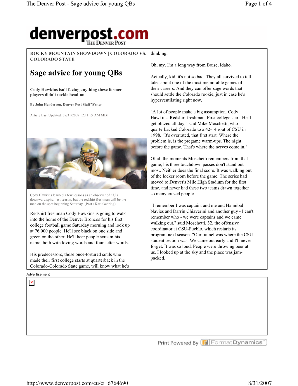 Sage Advice for Young Qbs Page 1 of 4