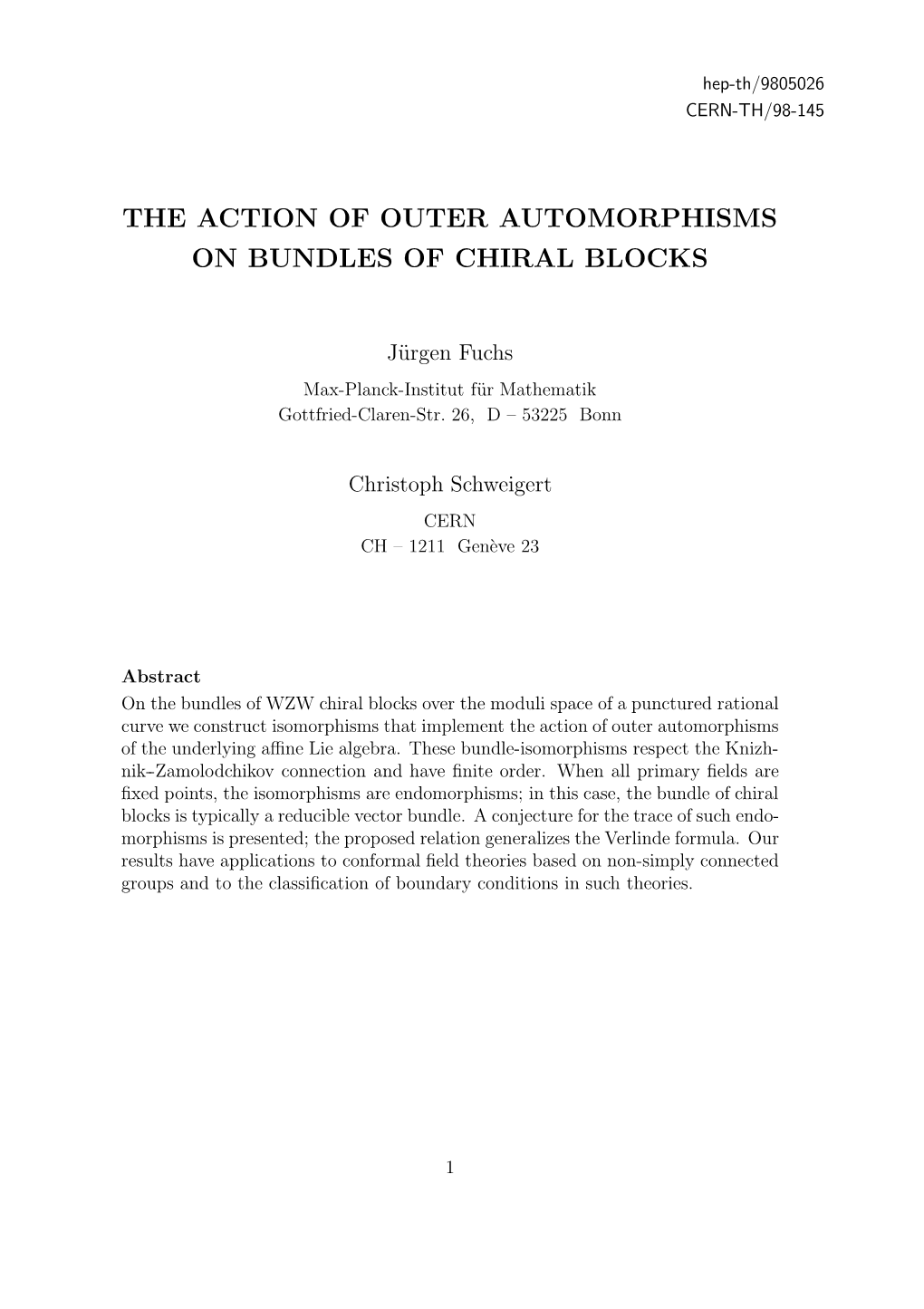 The Action of Outer Automorphisms on Bundles of Chiral Blocks