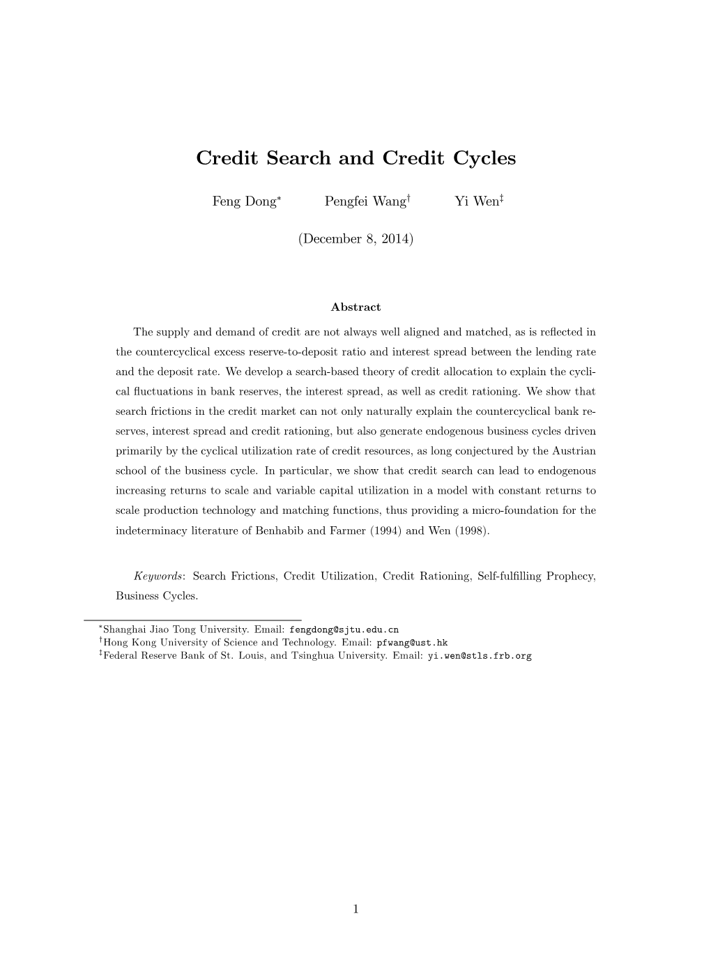 Credit Search and Credit Cycles