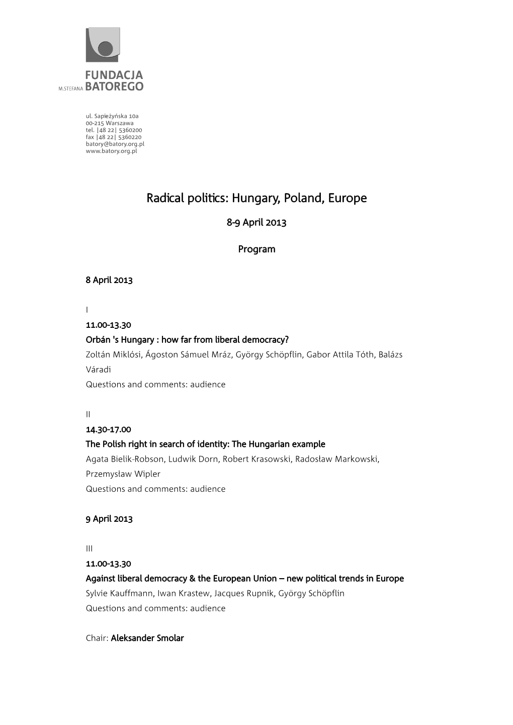 Radical Politics: Hungary, Poland, Europe