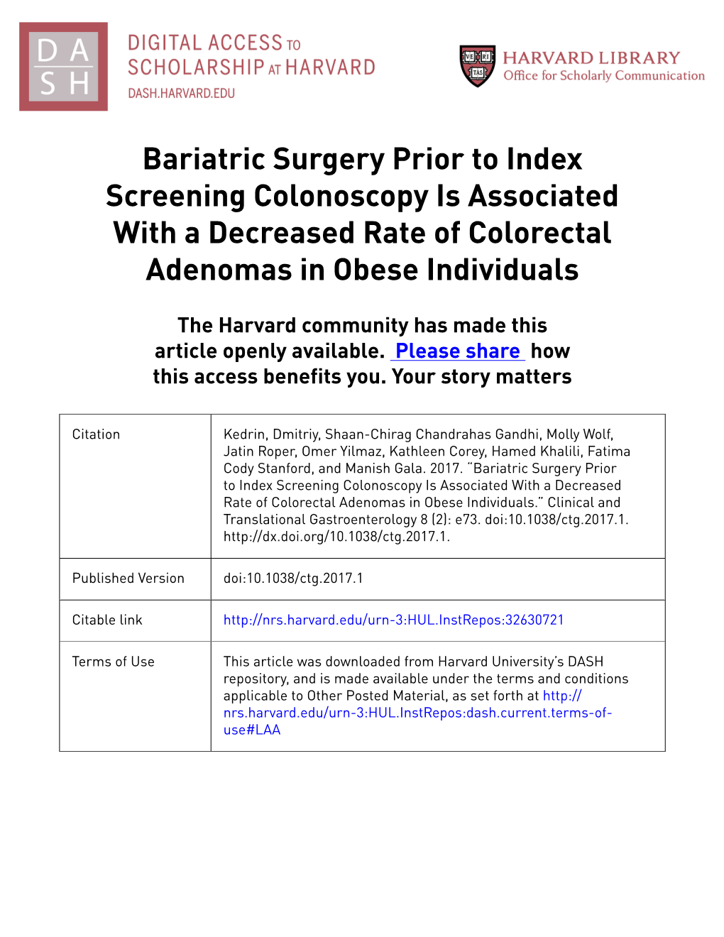 Bariatric Surgery Prior to Index Screening Colonoscopy Is Associated with a Decreased Rate of Colorectal Adenomas in Obese Individuals