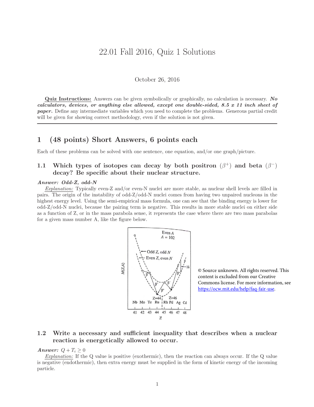 Quiz 1 Solutions