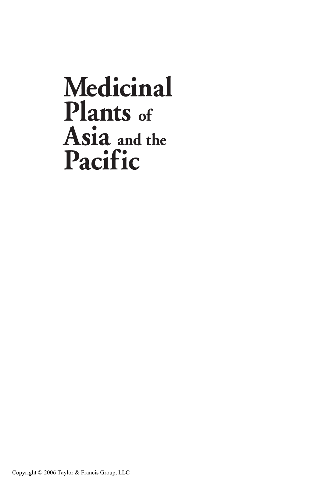 Medicinal Plants of Asia and the Pacific