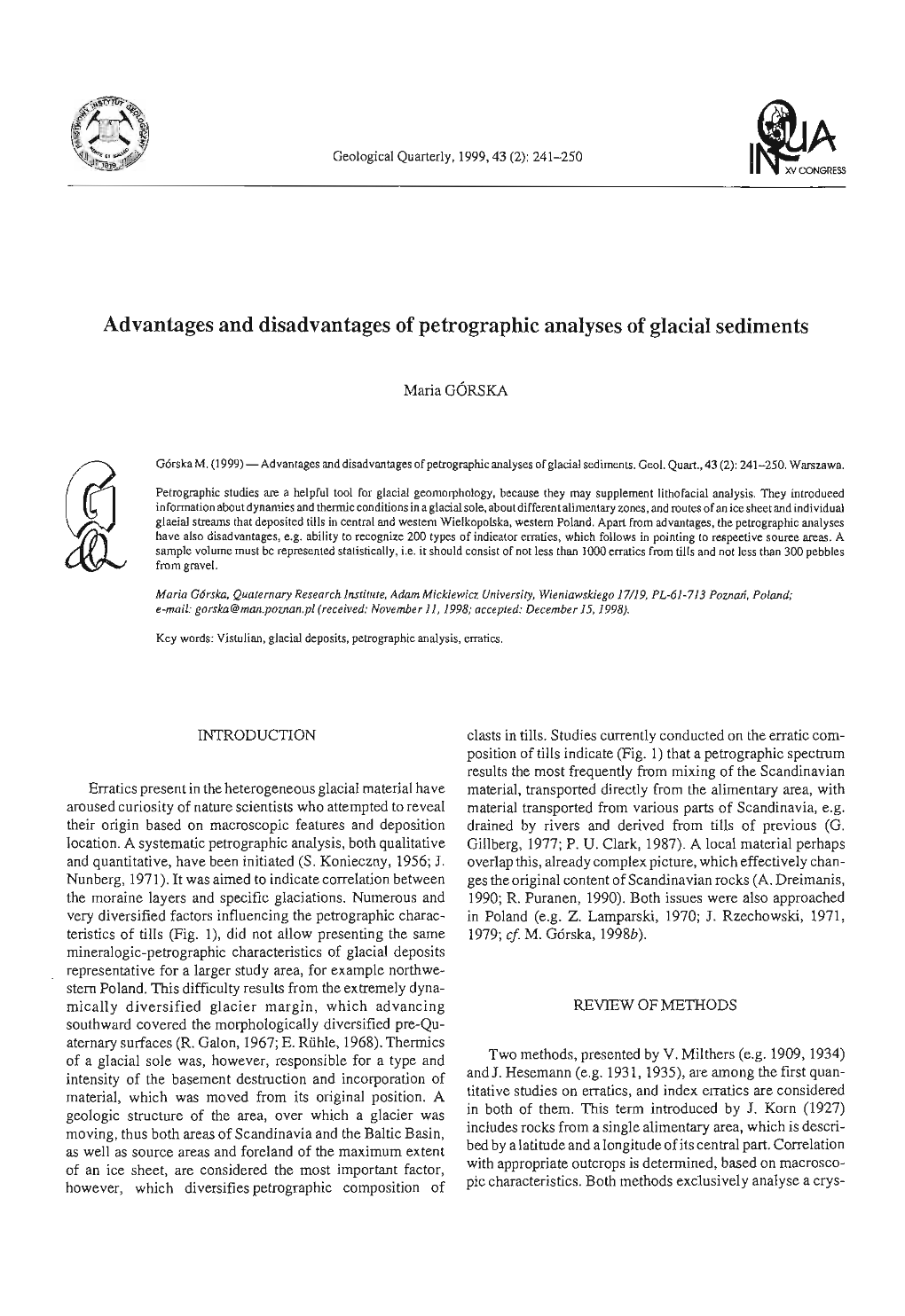 Advantages and Disadvantages of Petrographic Analyses of Glacial Sediments