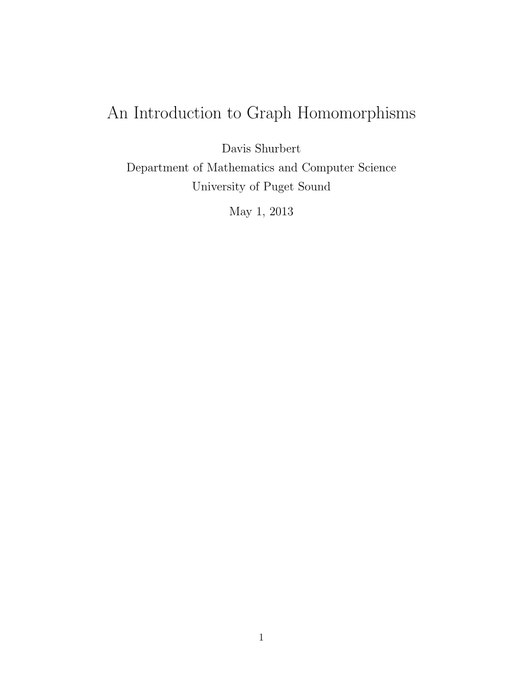An Introduction to Graph Homomorphisms