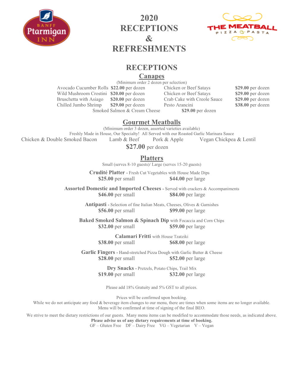 Reception Refreshments (Pdf)