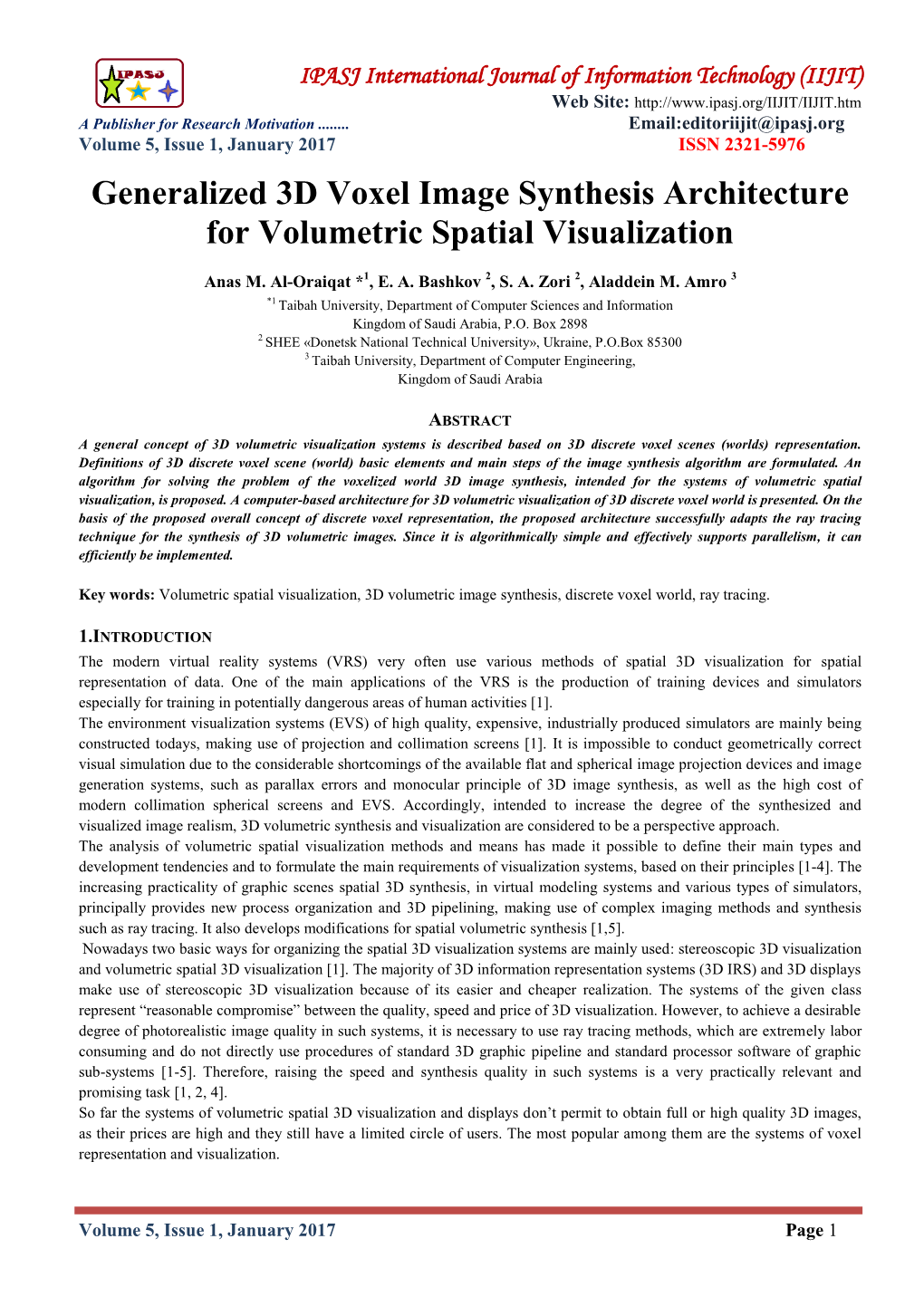 Generalized 3D Voxel Image Synthesis Architecture for Volumetric Spatial Visualization