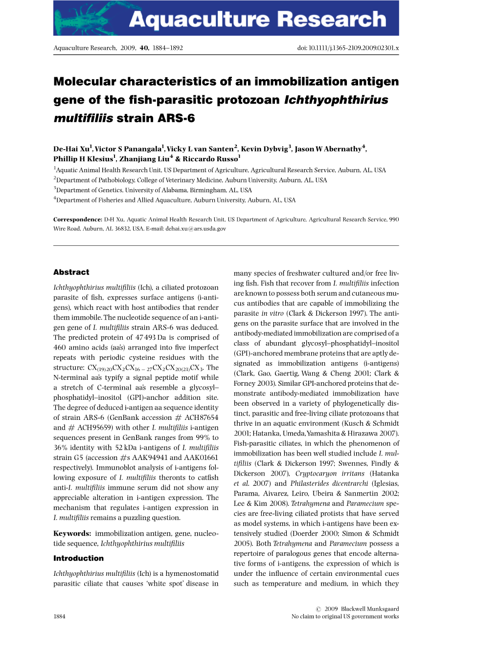 Multifiliis Strain ARS-6