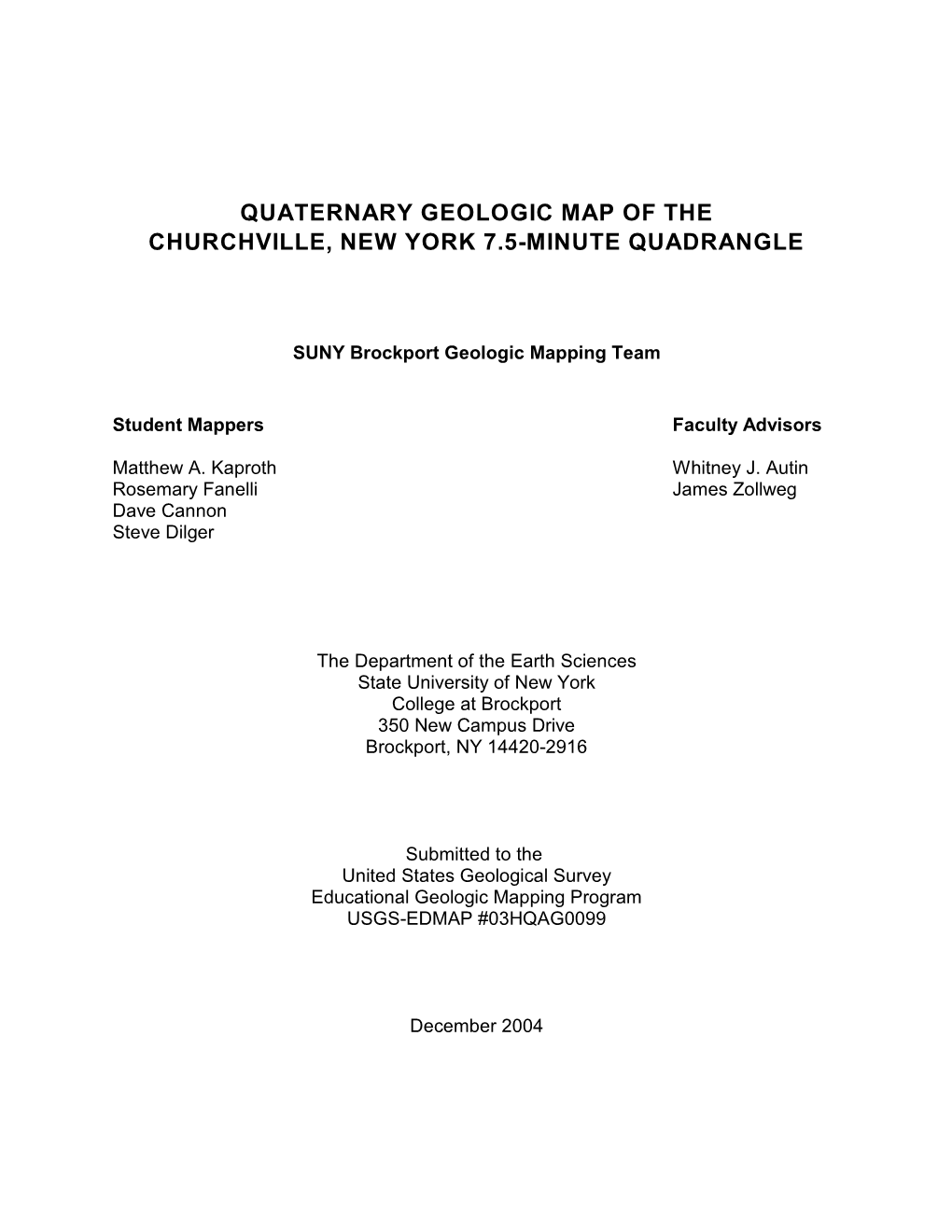 Quaternary Geologic Map of the Churchville, New York 7.5-Minute Quadrangle