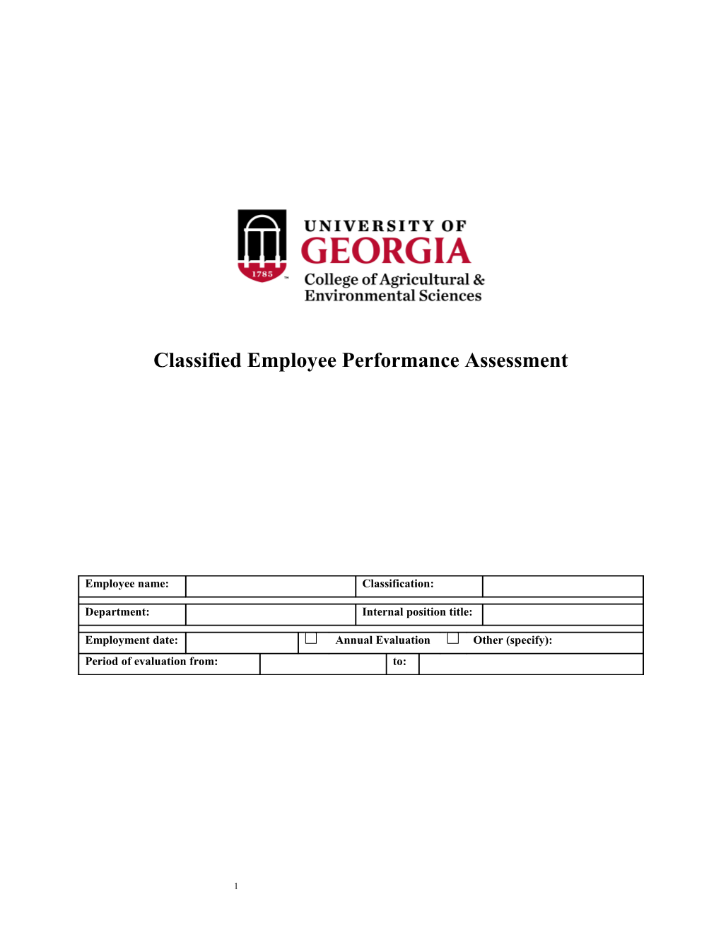 Classified Employee Performance Evaluation