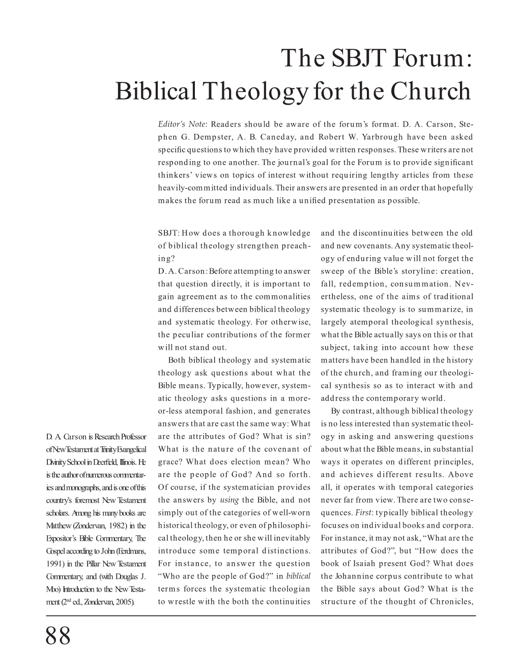 Biblical Theology for the Church