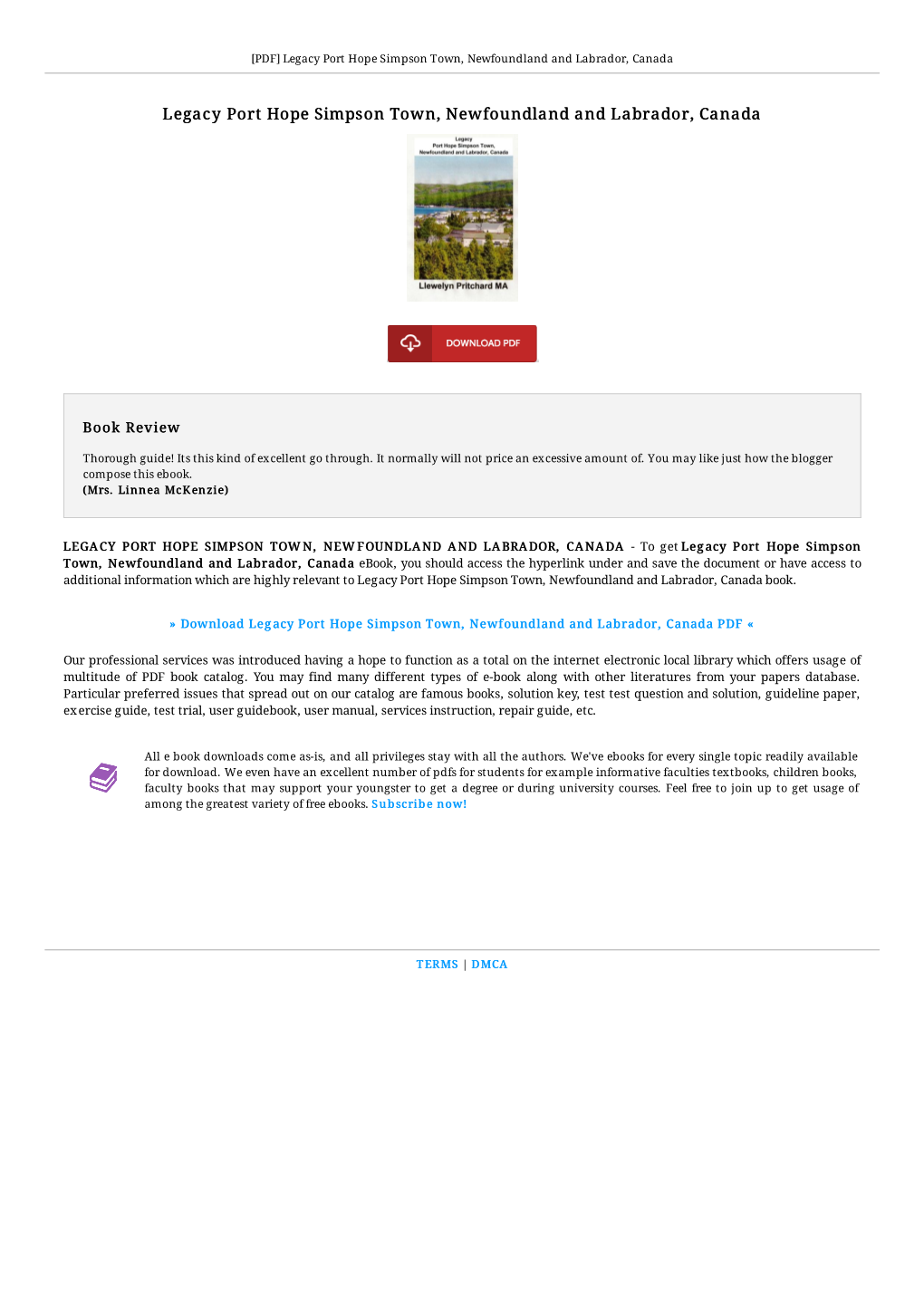 Download PDF Legacy Port Hope Simpson Town, Newfoundland