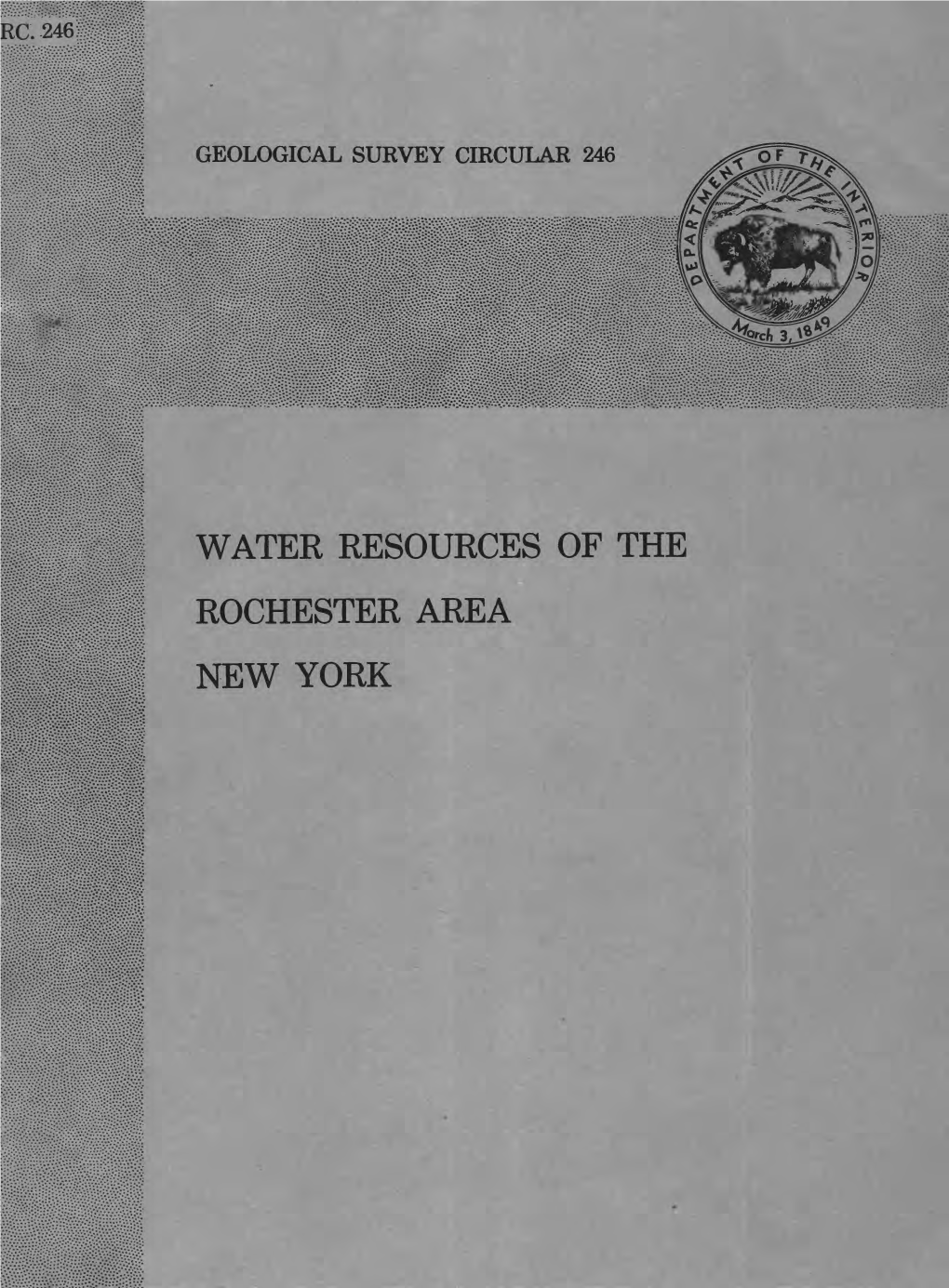 Water Resources of the Rochester Area New York