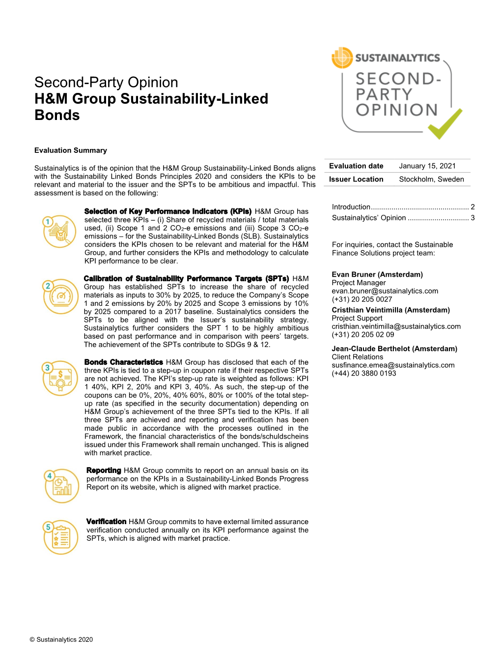 Second-Party Opinion H&M Group Sustainability-Linked Bonds