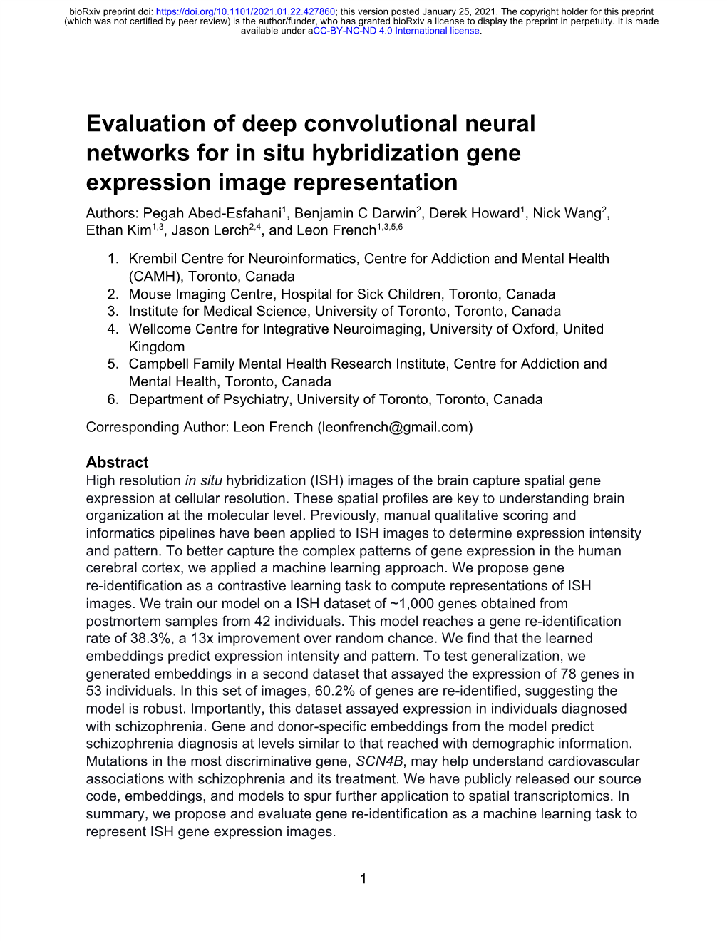 Evaluation of Deep Convolutional Neural Networks for in Situ Hybridization Gene Expression Image Representation