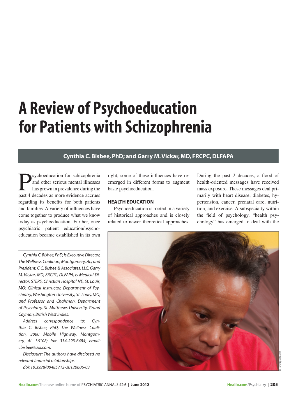 A Review of Psychoeducation for Patients with Schizophrenia