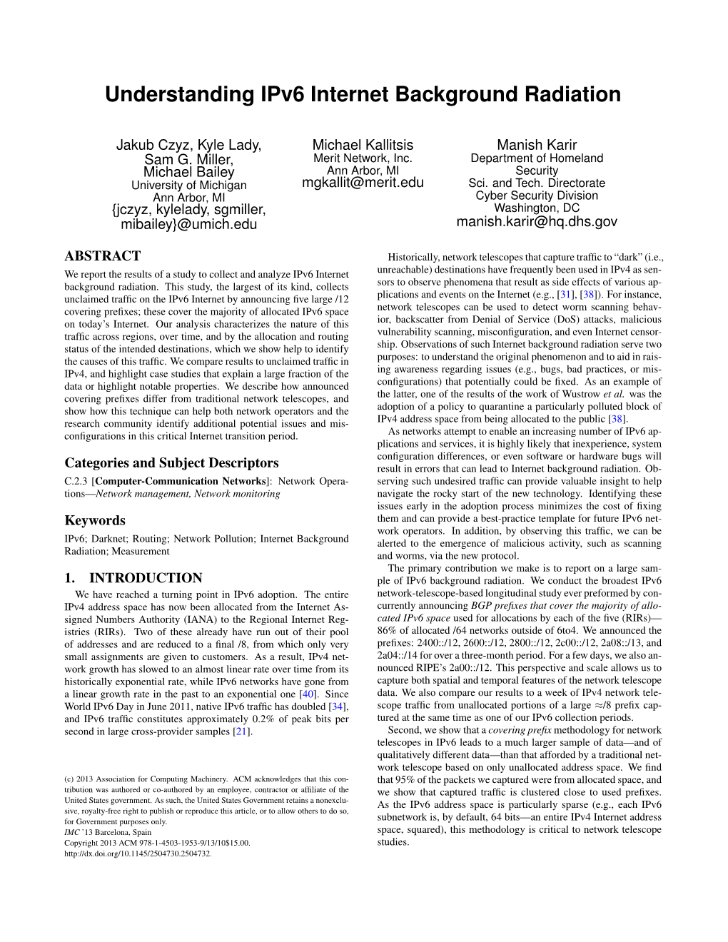 Understanding Ipv6 Background Radiation