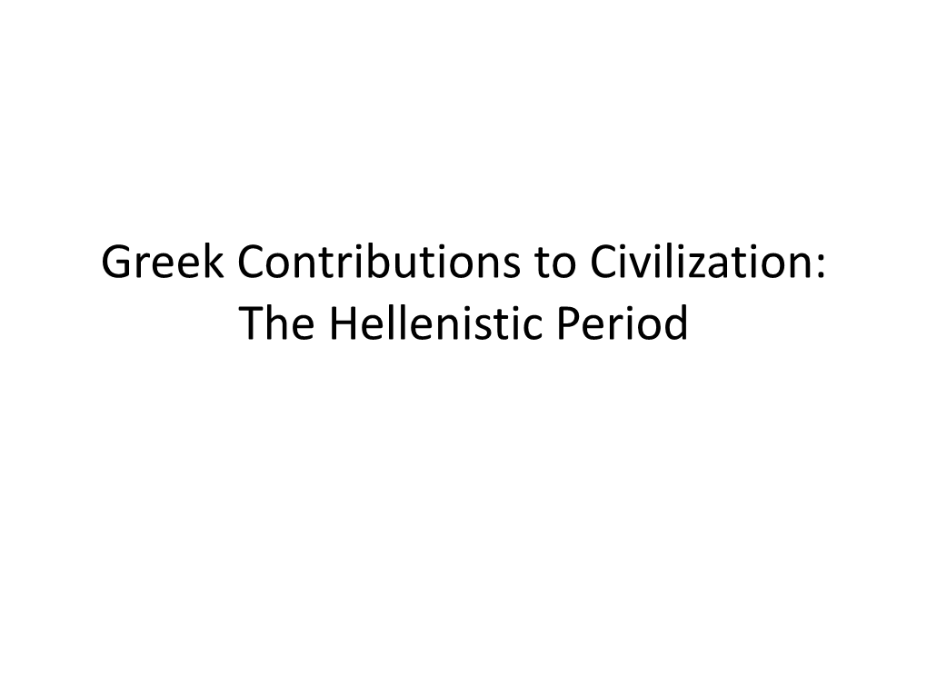 The Hellenistic Period