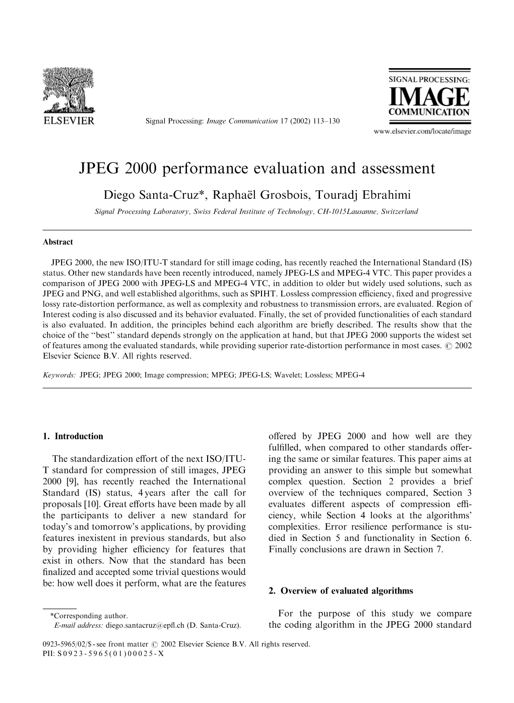 JPEG 2000 Performance Evaluation and Assessment