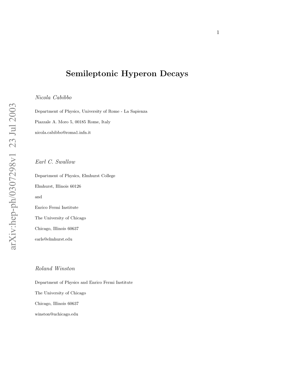 Semileptonic Hyperon Decays