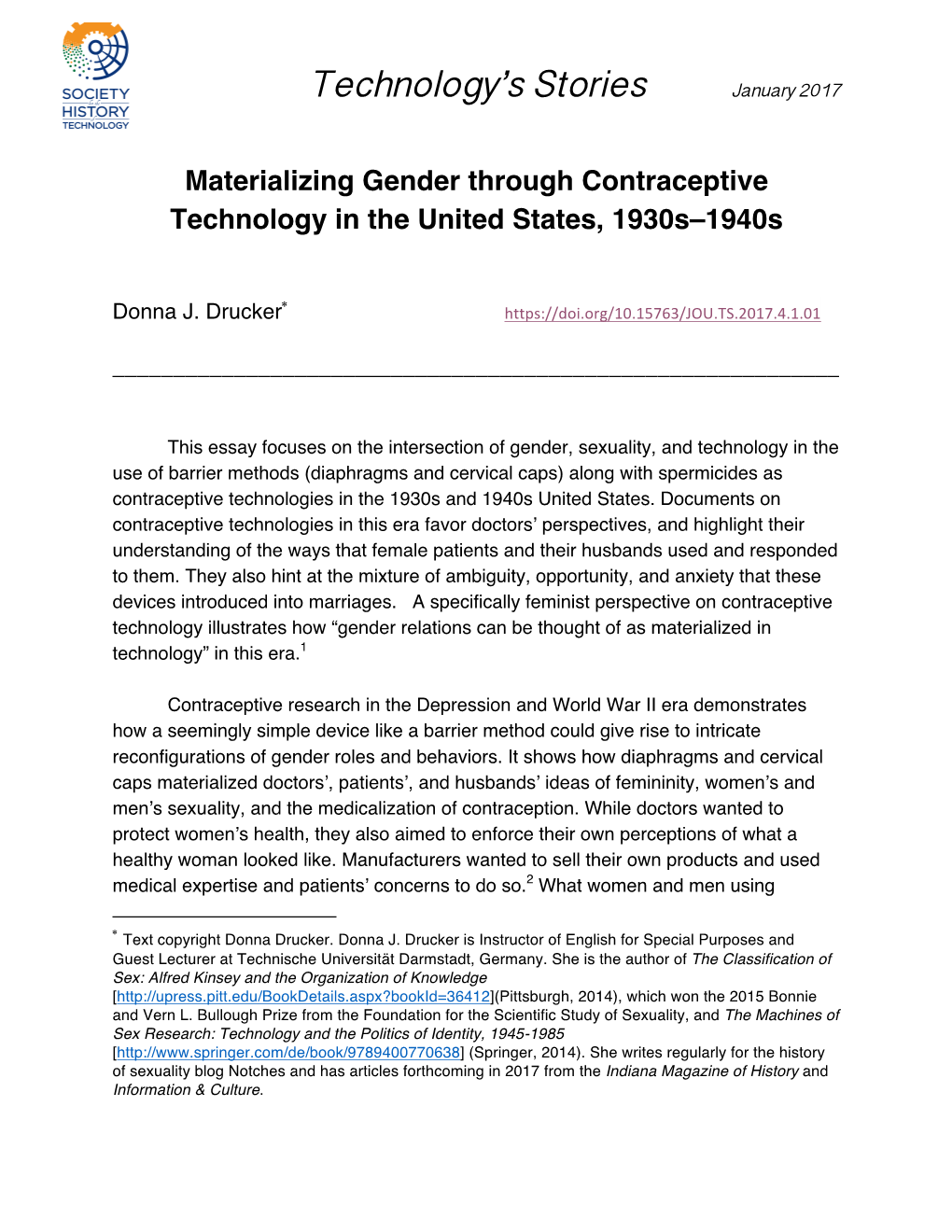 Materializing Gender Through Contraceptive Technology in the United States, 1930S–1940S