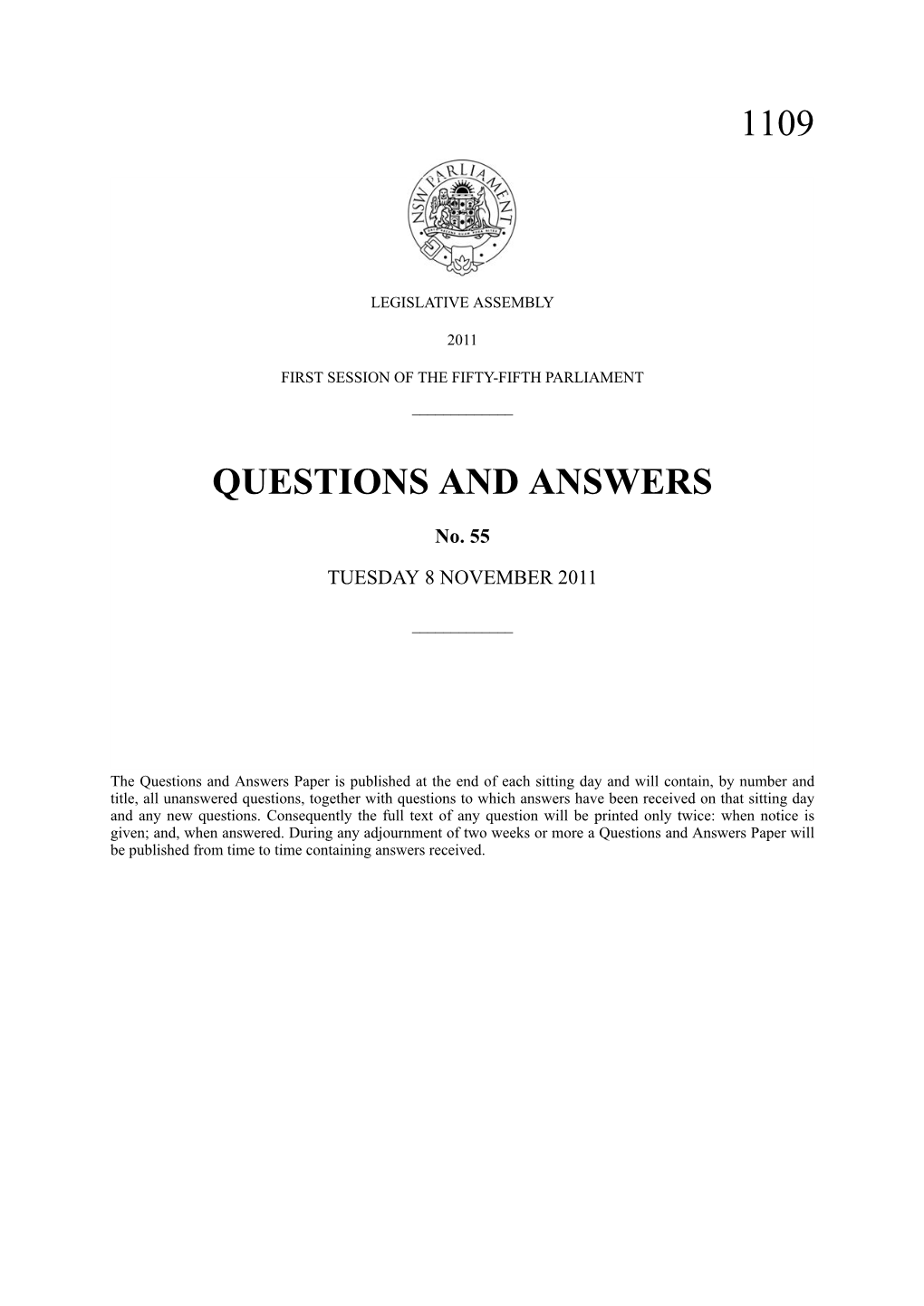 Questions and Answers 1109
