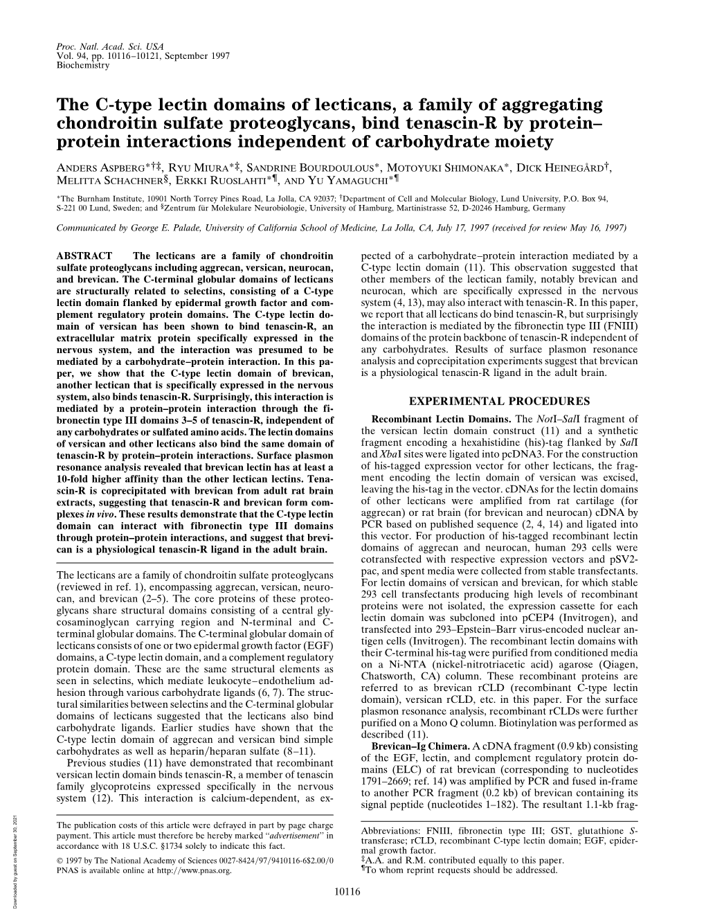 The C-Type Lectin Domains of Lecticans, a Family Of