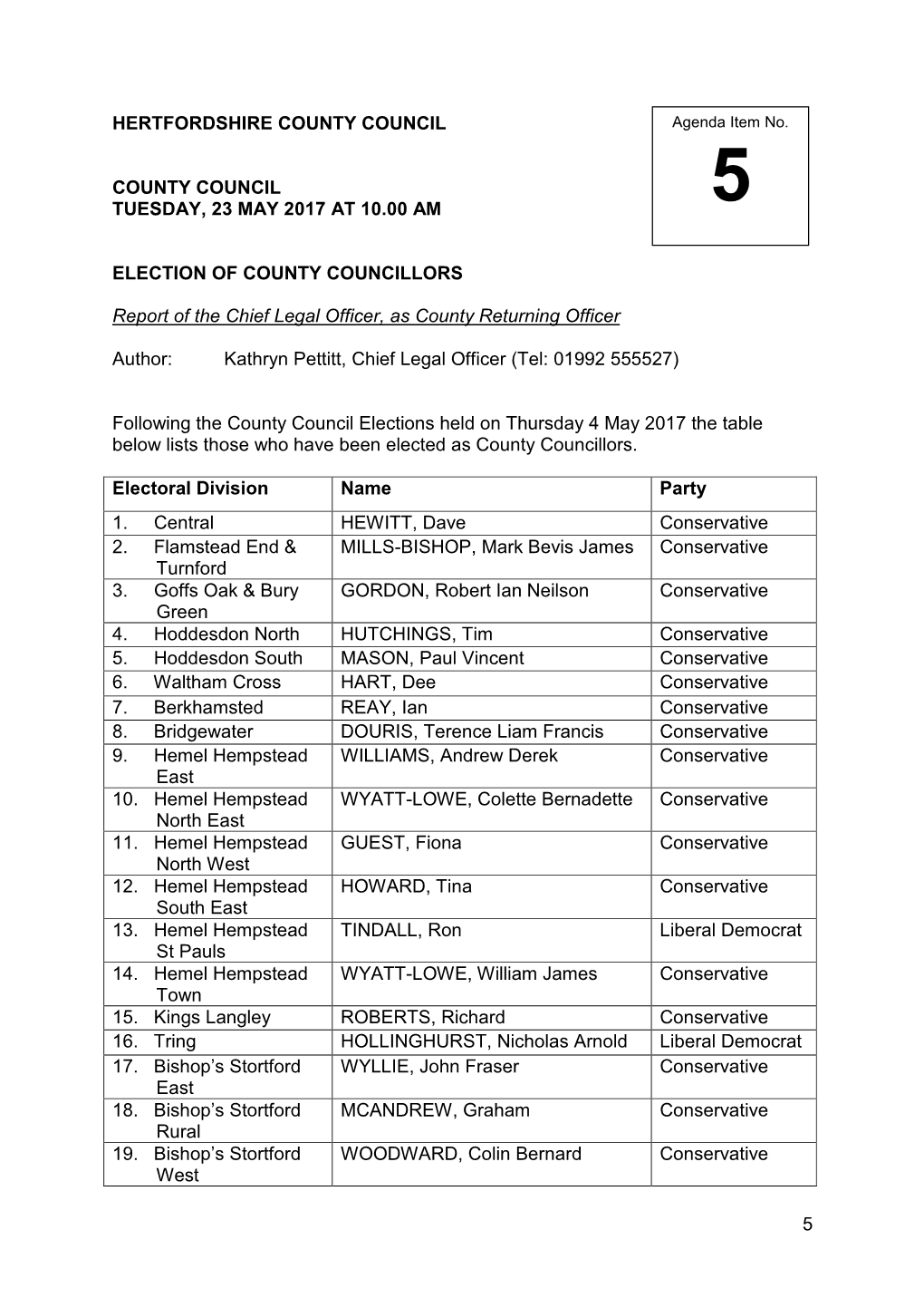 170523 05 Election of County Councillors