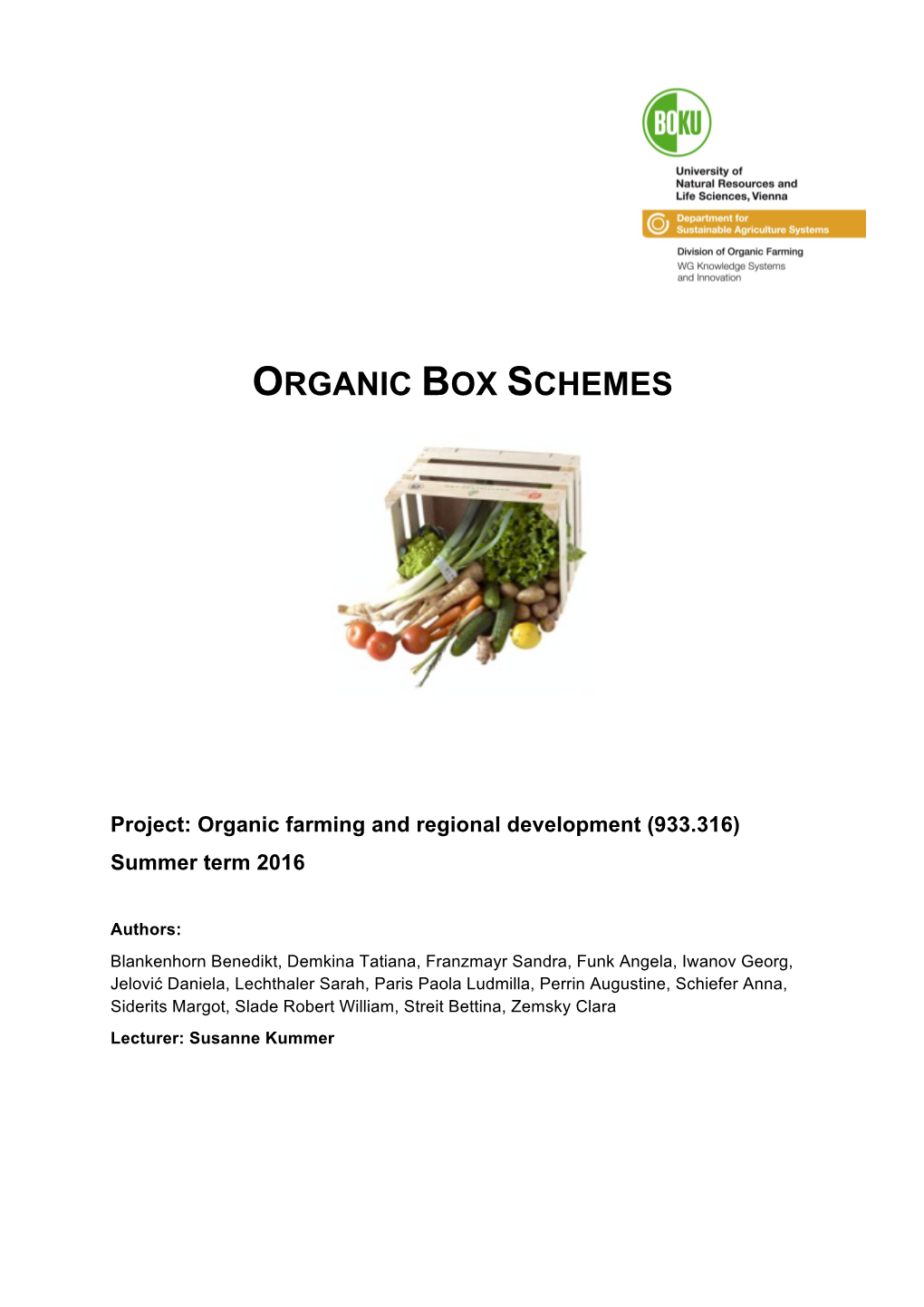 Organic Box Schemes