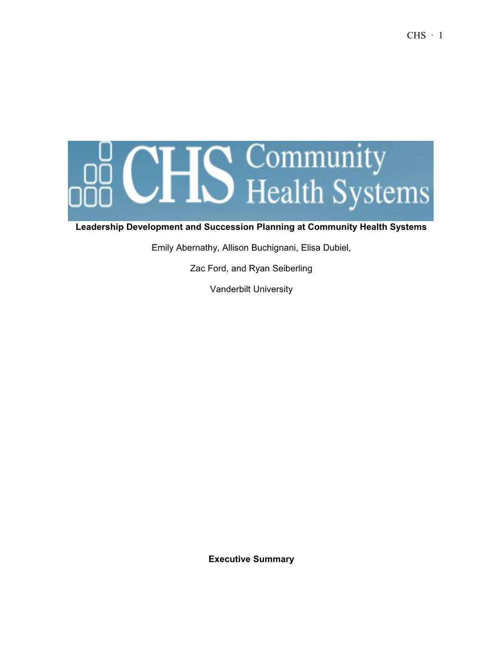 Leadership Development and Succession Planning at Community Health Systems