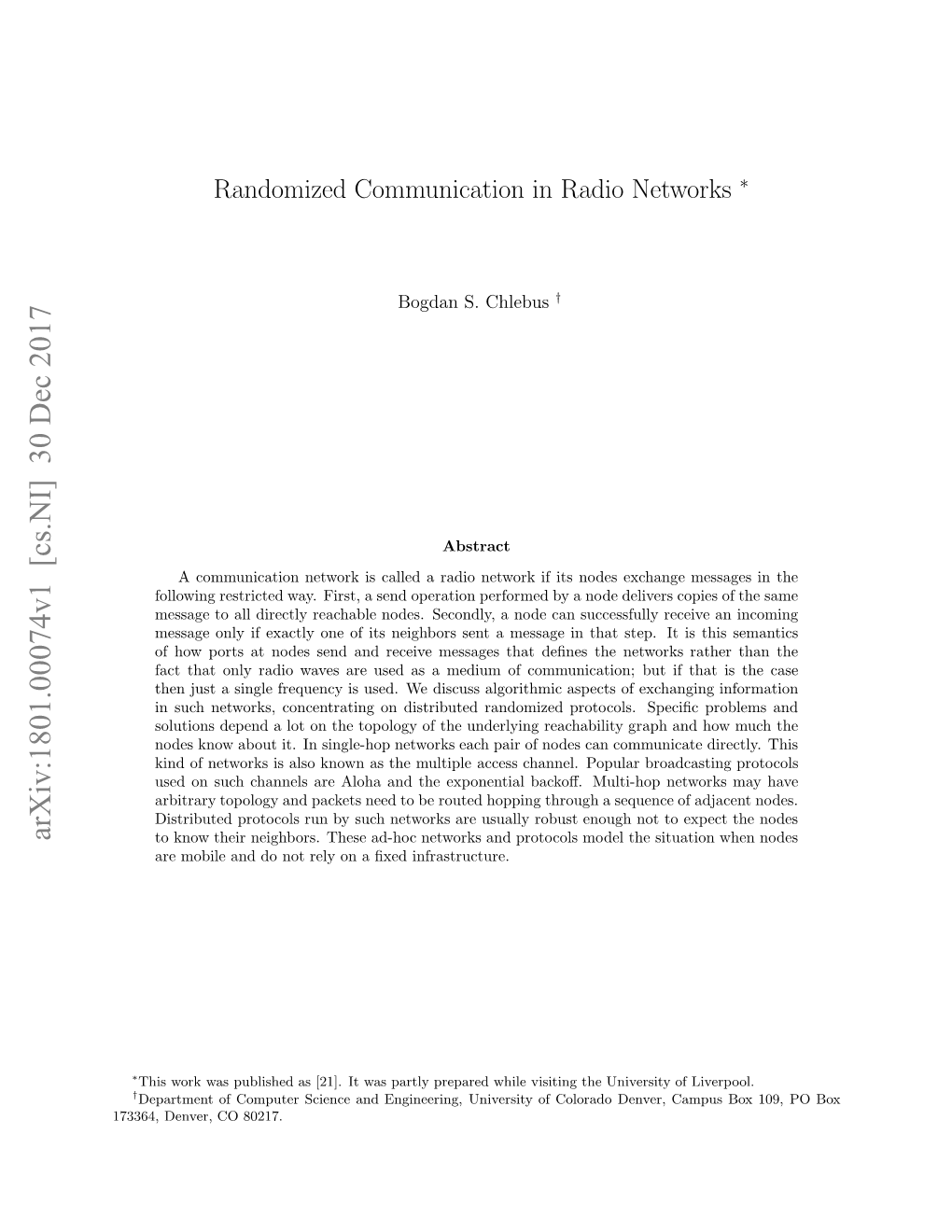 Randomized Communication in Radio Networks Has Concerned Mul- Tiple Access Channels