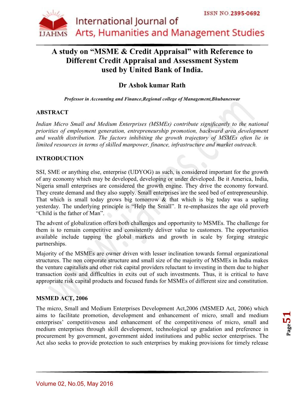 With Reference to Different Credit Appraisal and Assessment System Used by United Bank of India