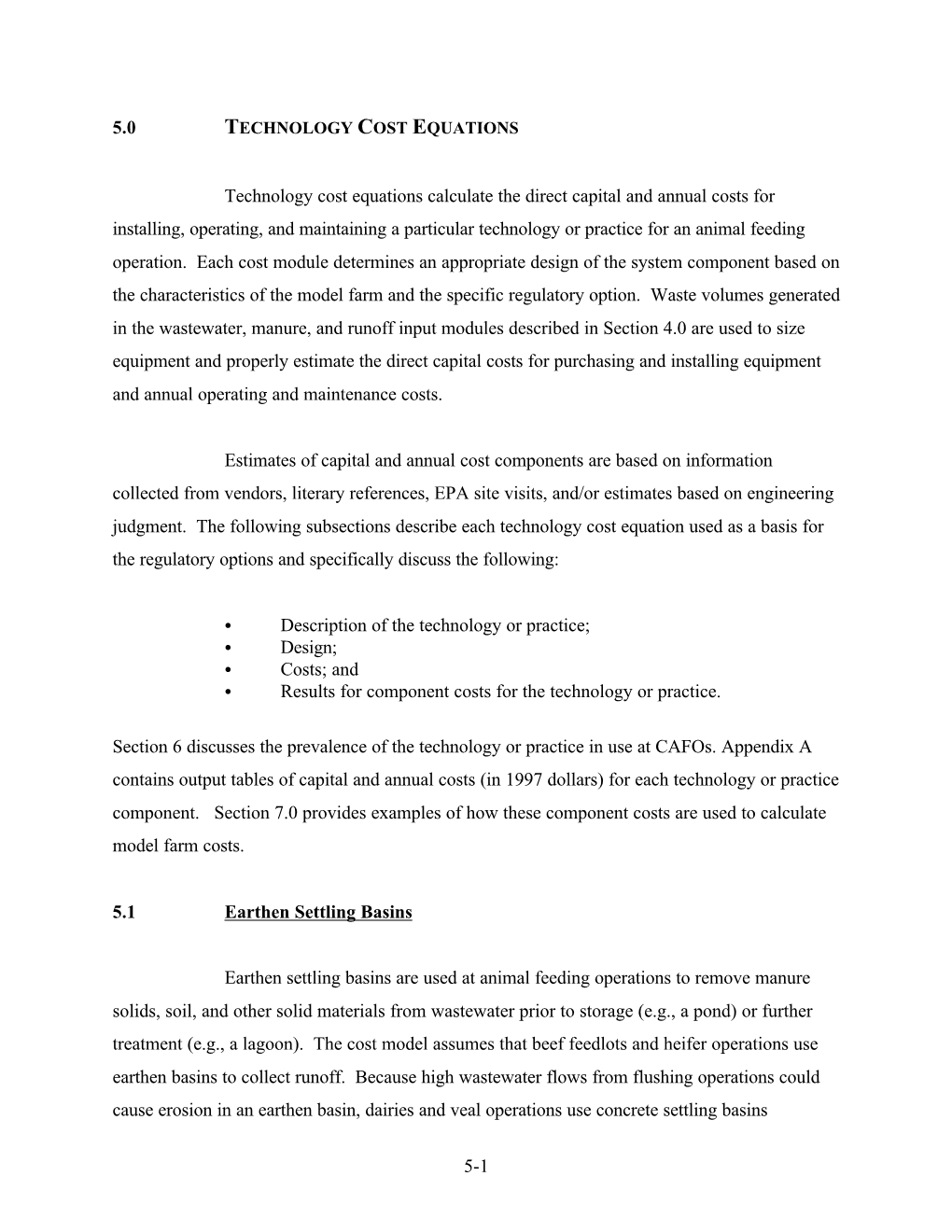 Technology Cost Equations