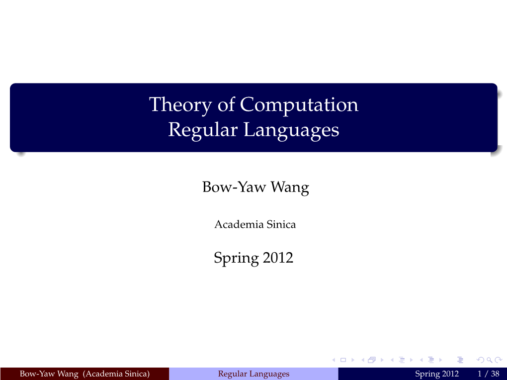 Theory of Computation Regular Languages