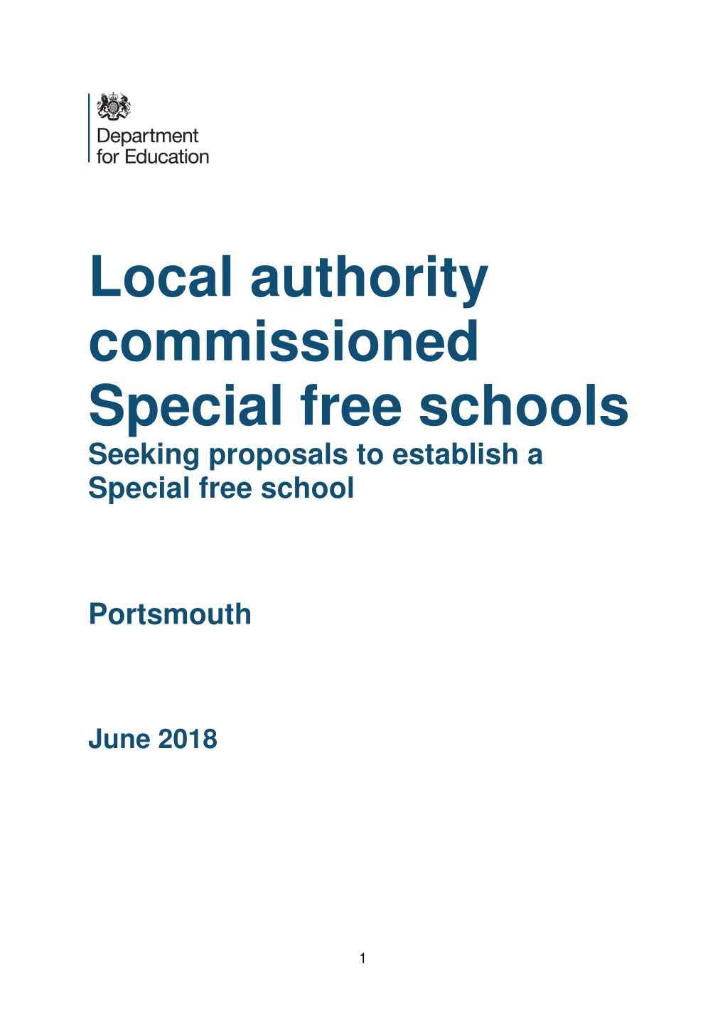 Local Authority Commissioned Special Free Schools Seeking Proposals to Establish a Special Free School