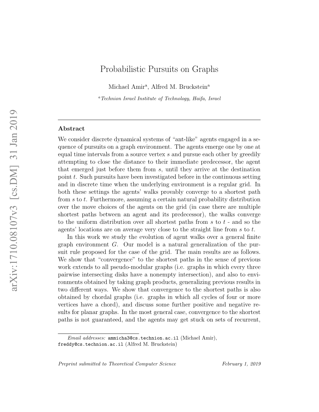 Probabilistic Pursuits on Graphs