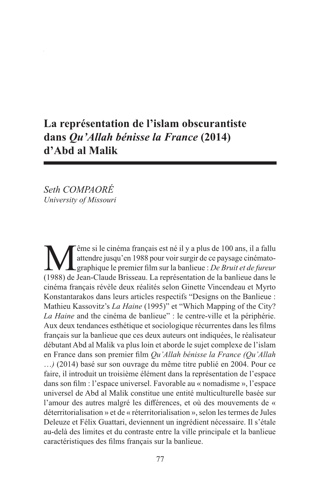 La Représentation De L'islam Obscurantiste Dans Qu'allah